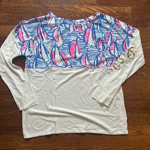 Lilly Pulitzer Finn Top in Red Right Return Pop Up